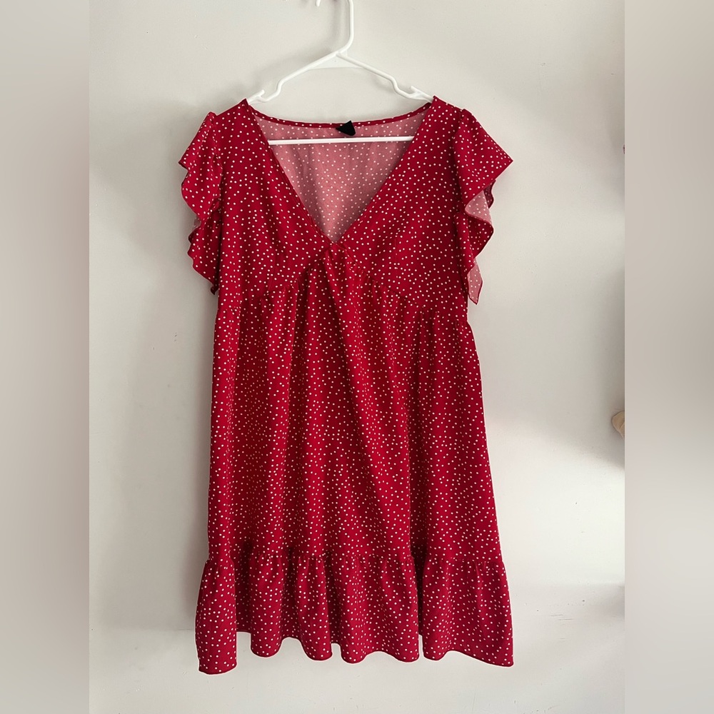 Red sundress with polkadots, new